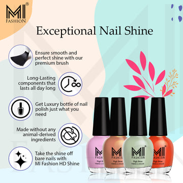 MI FASHION Extreme High Gloss Nail Polish Lacquer Pro Stay Formula The Big 15ml Bottle, 1.01 fl oz Rose Madder,Gold Glitter (Pack of 2)