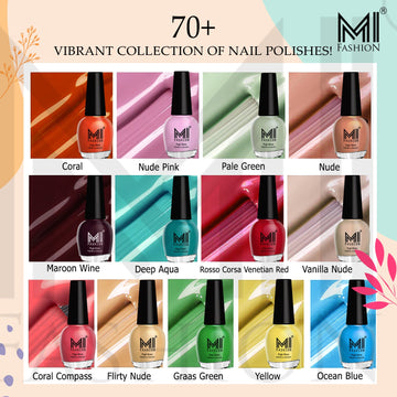 MI Fashion 100% Pure Shiny Nail Polish Set,Long Lasting & Non Toxic Professional Nail Paint Pack of 3 (15ML each)(Milky White,Jet Black,Flirty Nude)