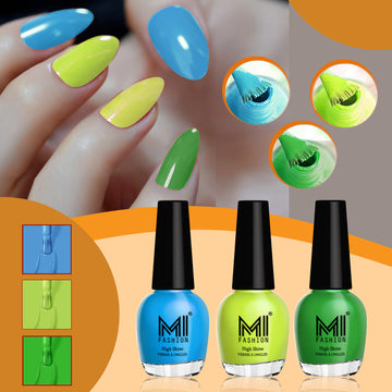 MI Fashion Achieve a Glossy Look with Our Range of Nail Polish Sets  Pack of 3 (15ML each) (Ocean Blue, Parrot Green,  Grass Green)