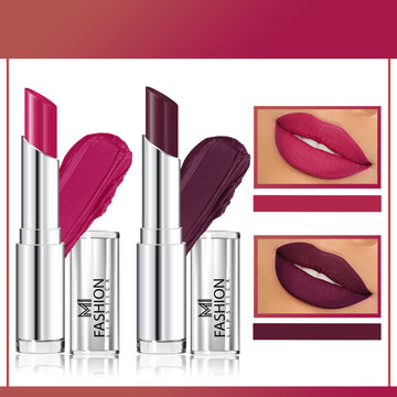 MI Fashion Glam Up Your Lips with Our Creamy Matte Lipstick for a Bold Statement (Pink, Wine Berry)