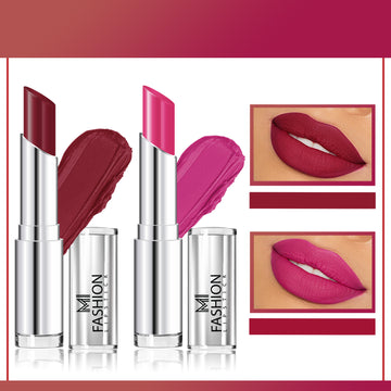MI Fashion Get Ready to Shine with Our Creamy Matte Lipstick for a Fabulous Look (Cherrywood, Rose Pink)