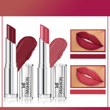 MI Fashion Get Ready to Shine with Our Creamy Matte Lipstick for a Fabulous Look (Cherrywood, Dark Rose)
