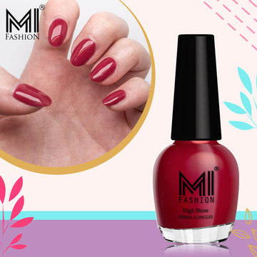 MI Fashion Nail Paint For Perfect Trendy Colors, Never Ending HD Look for Superb Shine (Reddish Maroon)