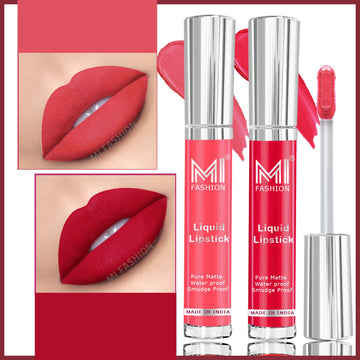 MI Fashion Pout Perfection Achieving Flawless Lips Has Never Been Easier with Our Liquid Matte Lipstick Pack of 2 (3.5ML each) (Spring Pink,Peach Bae)