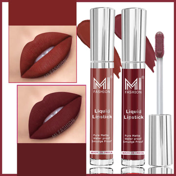 MI Fashion Velvety Smooth A Liquid Matte Lipstick That Feels as Good as it Looks Pack of 2 (3.5ML each) (Coast Brown,Dark Brown)