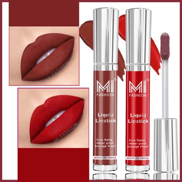 MI Fashion Velvety Smooth A Liquid Matte Lipstick That Feels as Good as it Looks Pack of 2 (3.5ML each) (Together Red,Dark Brown)