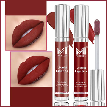 MI Fashion Lip Service Our Liquid Matte Lipstick Delivers on Quality and Performance Pack of 2 (3.5ML each) (Red mart,Dark Brown)