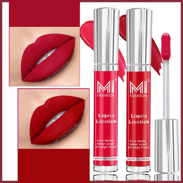 MI Fashion Bold and Beautiful Make a Statement with Our Wide Range of Liquid Matte Lipstick Shades Pack of 2 (3.5ML each) (Eagle Red,Spring Pink)