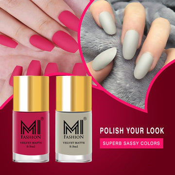MI Fashion Nail Nirvana Find Your Perfect Matte Shade with Our Wide Selection of Nail Polish Pack of 2 (9.9ML each) (Pink,Light Nude)