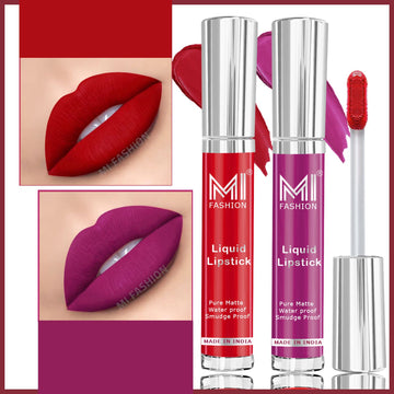 MI Fashion Sleek and Chic A Sleek and Chic Liquid Matte Lipstick for the Modern Woman Pack of 2 (3.5ML each) (Wine,Eagle Red)