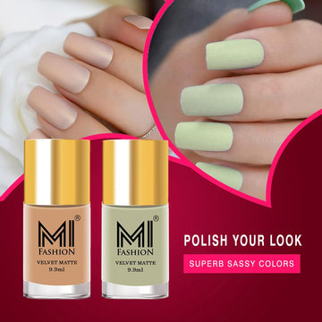 MI Fashion Sleek and Chic Get a Modern and Sophisticated Look with Our Matte Nail Polish Pack of 2 (9.9ML each) (Nude,Mint)