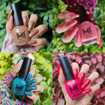 MI Fashion Upgrade Your Nail Game with 4pc Combo (Dark Nude,Candy Cotton,Sea Green,Moon Magenta)