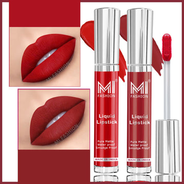 MI Fashion Bold and Beautiful Make a Statement with Our Wide Range of Liquid Matte Lipstick Shades Pack of 2 (3.5ML each) (Summer Cherry,Together Red)