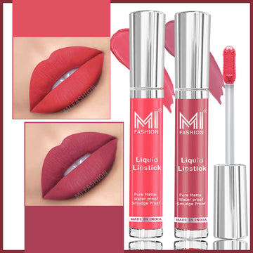 MI Fashion Lip Service Our Liquid Matte Lipstick Delivers on Quality and Performance Pack of 2 (3.5ML each) (Nude,Peach Bae)