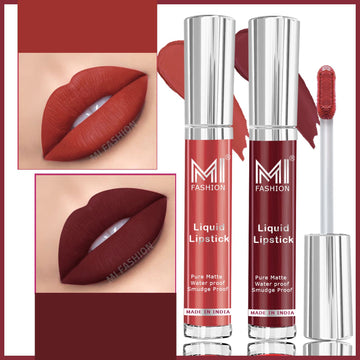 MI Fashion Lip Service Our Liquid Matte Lipstick Delivers on Quality and Performance Pack of 2 (3.5ML each) (Coast Brown,Brick Red)