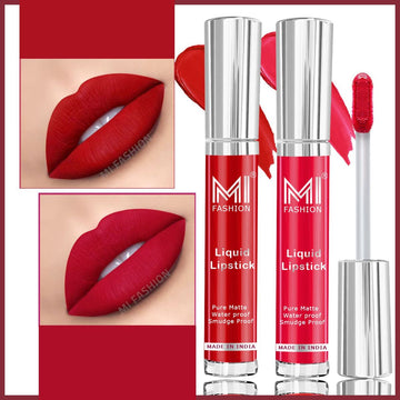 MI Fashion Matte Marvel Get the Perfect Matte Lip with Our Long-Lasting Liquid Lipstick Pack of 2 (3.5ML each) (Spring Pink,Together Red)