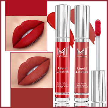 MI Fashion Matte Magic The Perfect Liquid Lipstick for Long-Lasting Wear Pack of 2 (3.5ML each) (Brick Red,Together Red)