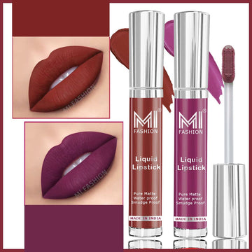 MI Fashion Lip Service Our Liquid Matte Lipstick Delivers on Quality and Performance Pack of 2 (3.5ML each) (Deep Violet,Dark Brown)