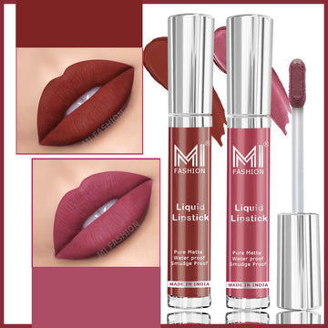 MI Fashion Bold and Beautiful Make a Statement with Our Wide Range of Liquid Matte Lipstick Shades Pack of 2 (3.5ML each) (Brown,Dark Brown)