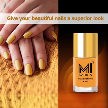 MI Fashion Matte Finish Get a Smooth, Velvety Look with Our Matte Nail Polish (Orange)