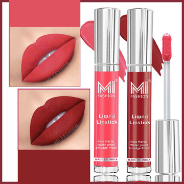 MI Fashion Sleek and Chic A Sleek and Chic Liquid Matte Lipstick for the Modern Woman Pack of 2 (3.5ML each) (Summer Cherry,Peach Bae)