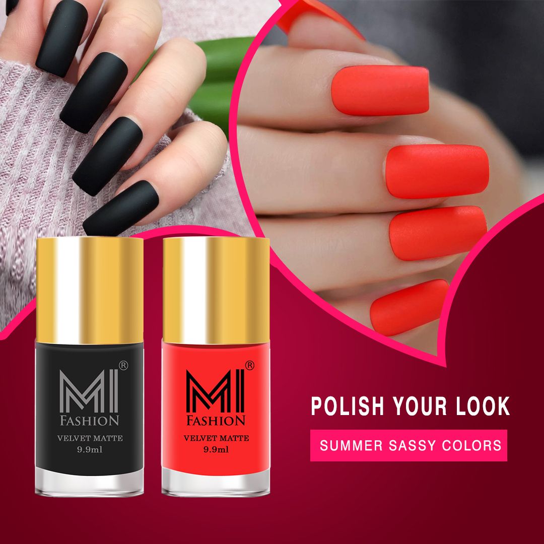 MI Fashion Matte Marvel Achieving a Perfect Matte Manicure Has Never Been  Easier Pack of each) (Orange,Black)