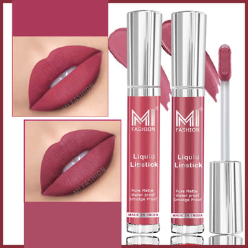 MI Fashion Pout Perfection Achieving Flawless Lips Has Never Been Easier with Our Liquid Matte Lipstick Pack of 2 (3.5ML each) (Brown,Nude)
