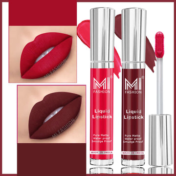 MI Fashion Pout Perfection Achieving Flawless Lips Has Never Been Easier with Our Liquid Matte Lipstick Pack of 2 (3.5ML each) (Coast Brown,Spring Pink)