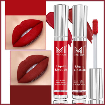 MI Fashion Sleek and Chic A Sleek and Chic Liquid Matte Lipstick for the Modern Woman Pack of 2 (3.5ML each) (Red mart,Eagle Red)