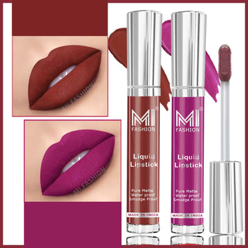 MI Fashion Lip Service Our Liquid Matte Lipstick Delivers on Quality and Performance Pack of 2 (3.5ML each) (Wine,Dark Brown)