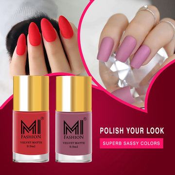 MI Fashion Matte Marvel Achieving a Perfect Matte Manicure Has Never Been Easier Pack of 2 (9.9ML each) (Peach,Rose)