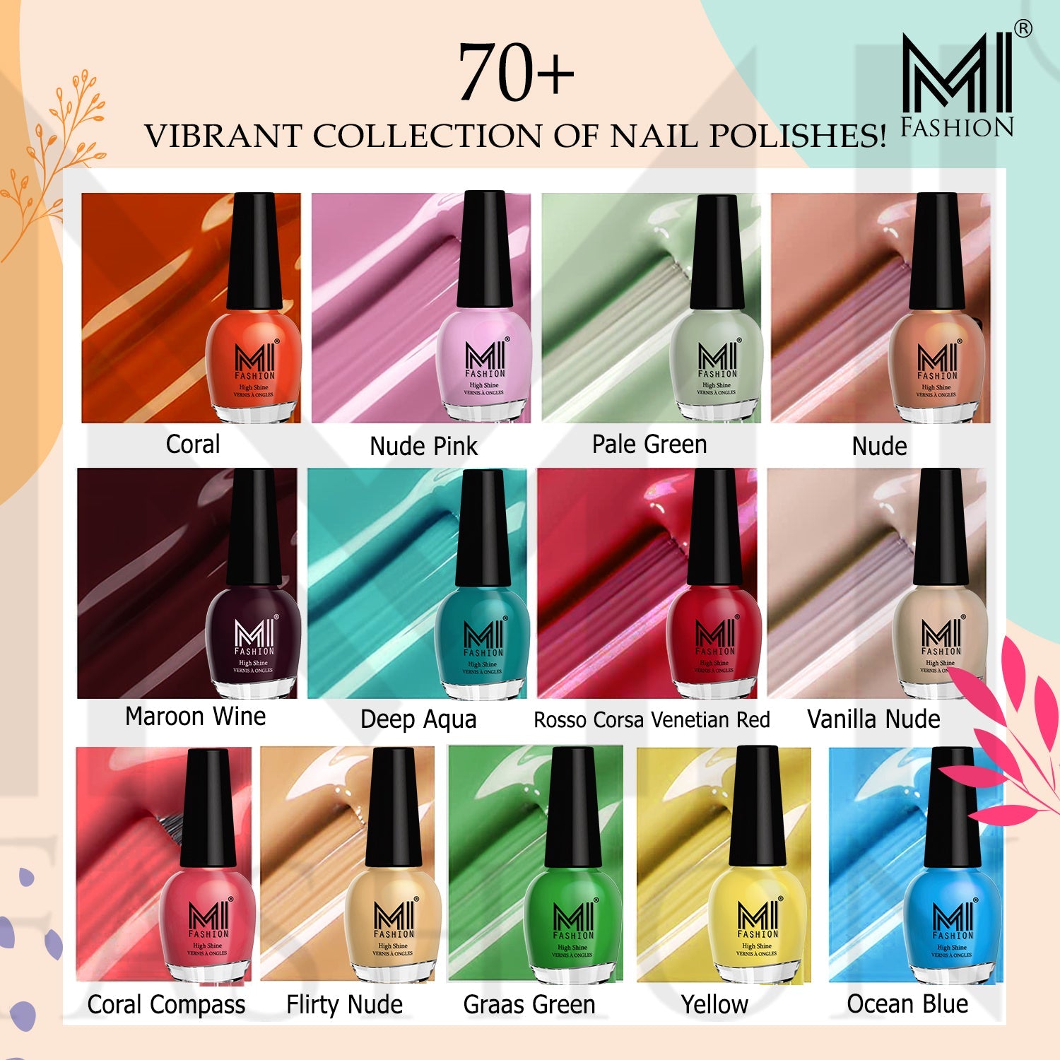 Nail Art Set Nail Polish - Fine Brush For Nail Design - 24 Famous Colors |  SHANY