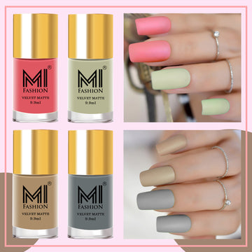 MI Fashion Matte Must-Have Our Matte Nail Polish is a Must-Have for Any Fashion-Forward Woman (Dove Grey, Dark Sand, Heathered Grey, Light Carmine Pink)