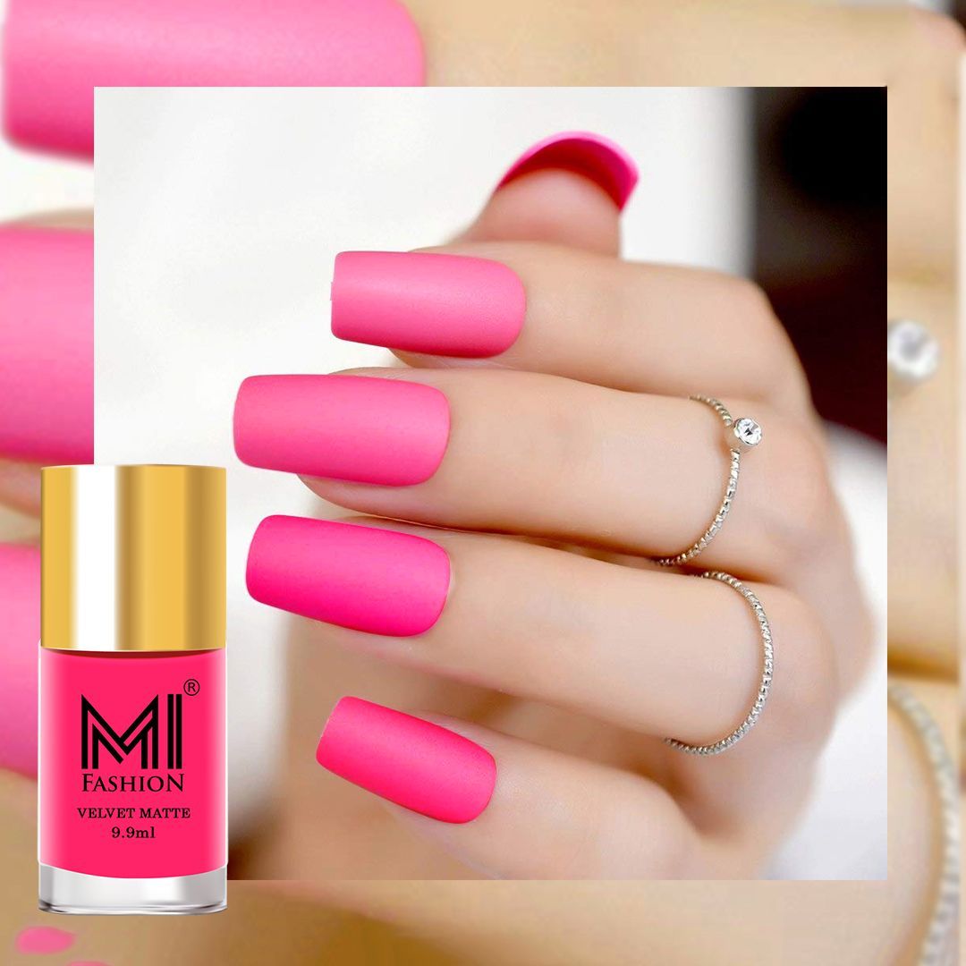 Pink matte nail polish