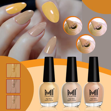 MI Fashion Nail Polish Kit for a Shiny and Stylish Manicure For Every Women Pack of 3 (15ML each)(Flirty Nude,Skin Nude,Sweet Nude)