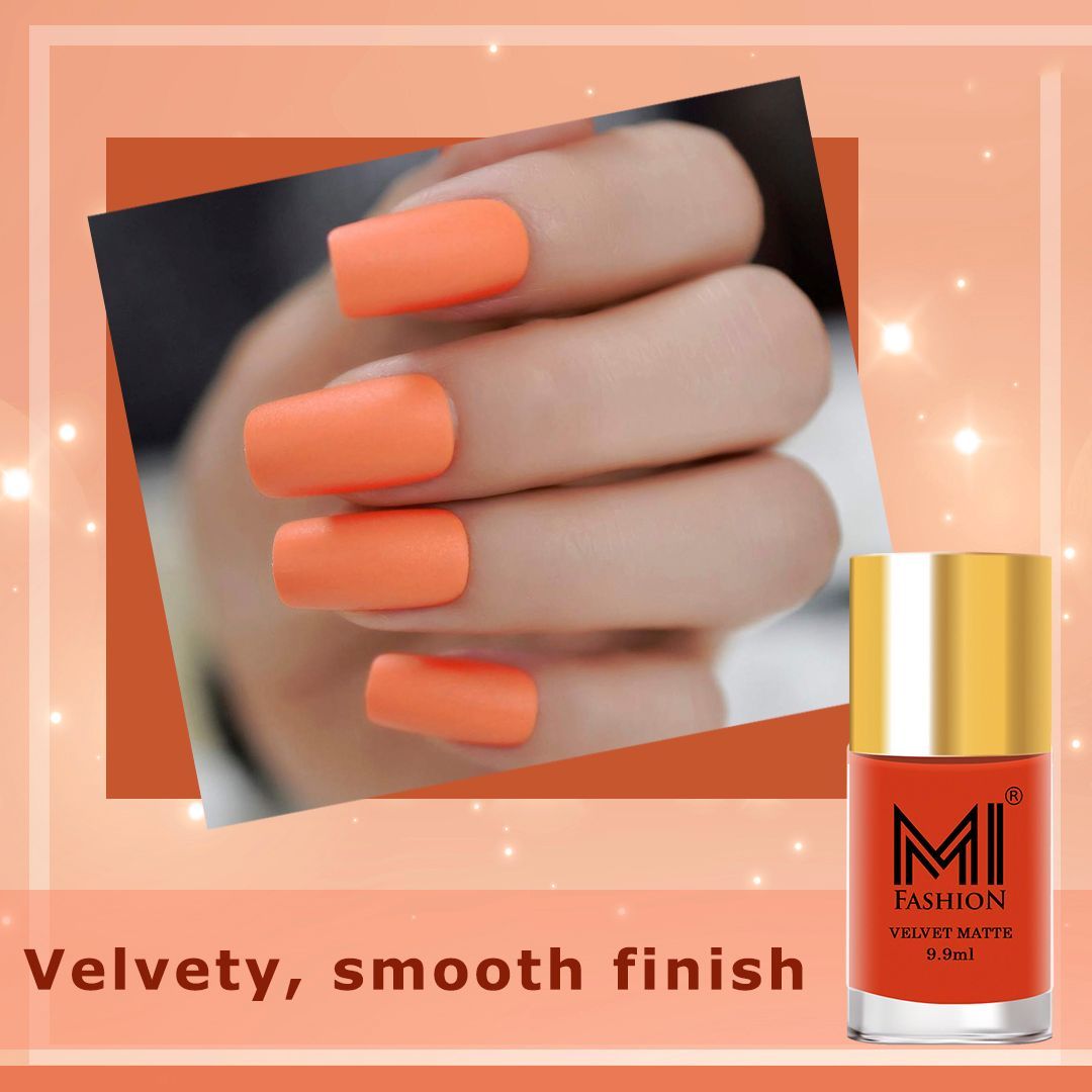 35 Cute Orange Nail Ideas To Rock in Summer : Abstract White + Matte Orange  Nails