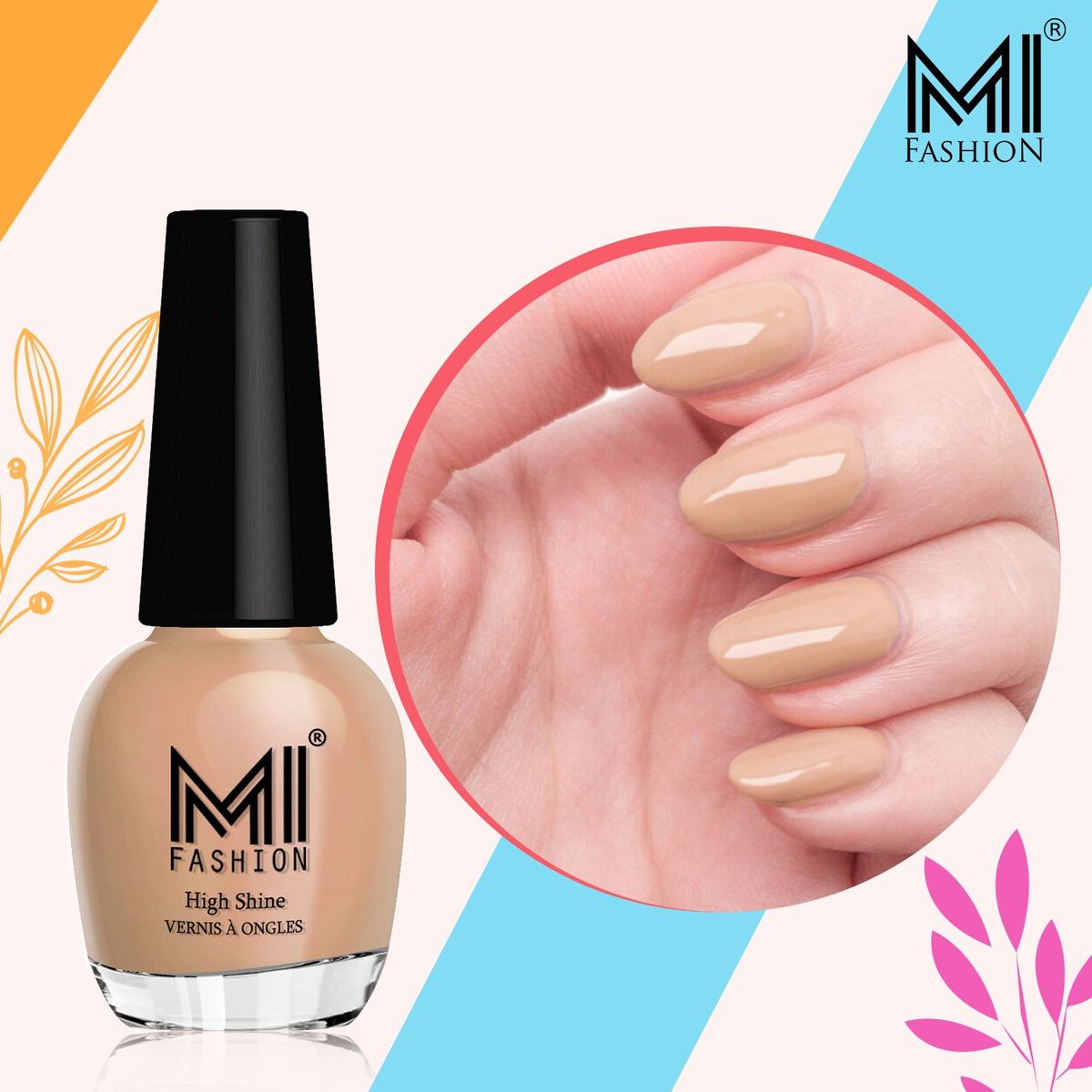 MI Fashion Glossy Nail Polish Set Add Some Shine to Your Life (Sweet Nude)