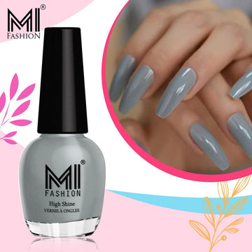 MI Fashion Ultra Glossy & HD Shine, Long Lasting Nail Polish Combo For Professional Look (Grey)