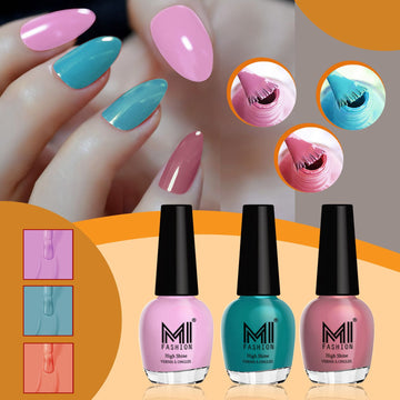 MI Fashion Glossy Nail Polish Set Add Some Shine to Your Life Pack of 3 (15ML each)(Nude Pink,Sea Green,Nude Spring)