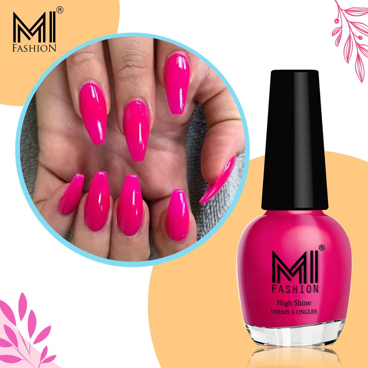 MI Fashion Nail Paint for Premium HD Shine And Super Shiny, Never Ending Trendy Colors (Passion Pink)