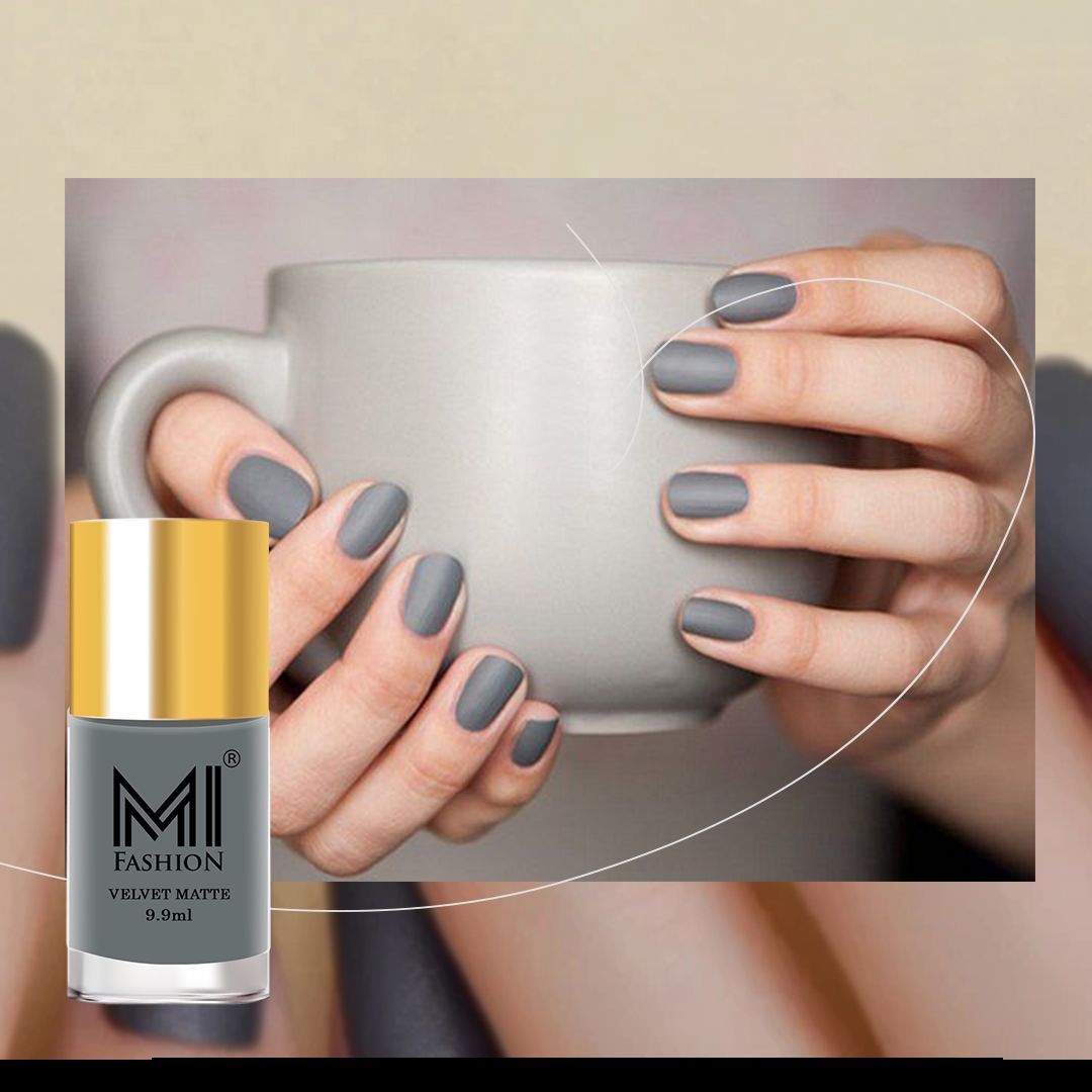 Grey matte nail polish