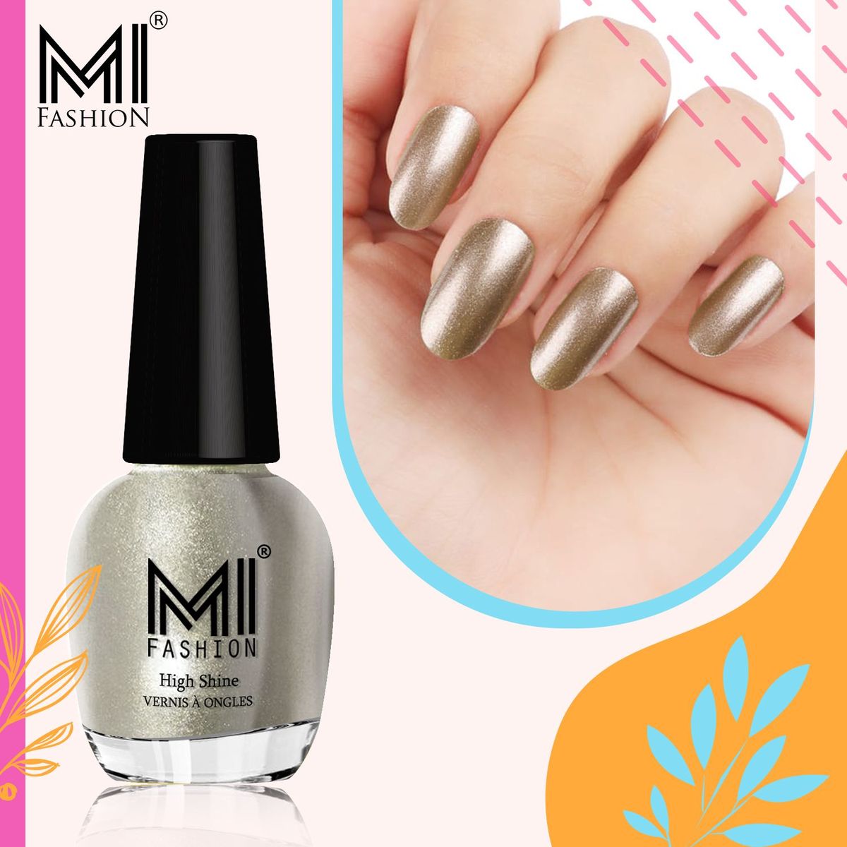 MI Fashion Nail Paint Set for a Glossy Finish That Lasts All Day Long (Metallic Green)