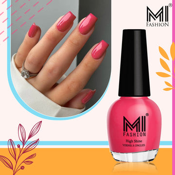 MI Fashion Highly Shiny Nail Polish for HD Shine Texture & Never Ending Nail Polish Combo (Light Pink)