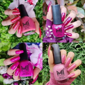 MI Fashion Experience the Glamour of Nail Polish 4pc Combo (TAN,Wine,Bright Plum,Nude Spring)